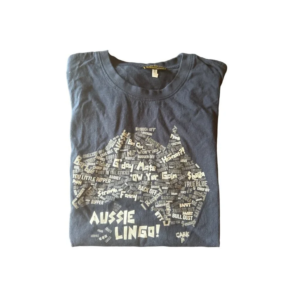 Hoxley‎ Australia Blue Assie Lingo Blue Novelty T Shirt Size Large